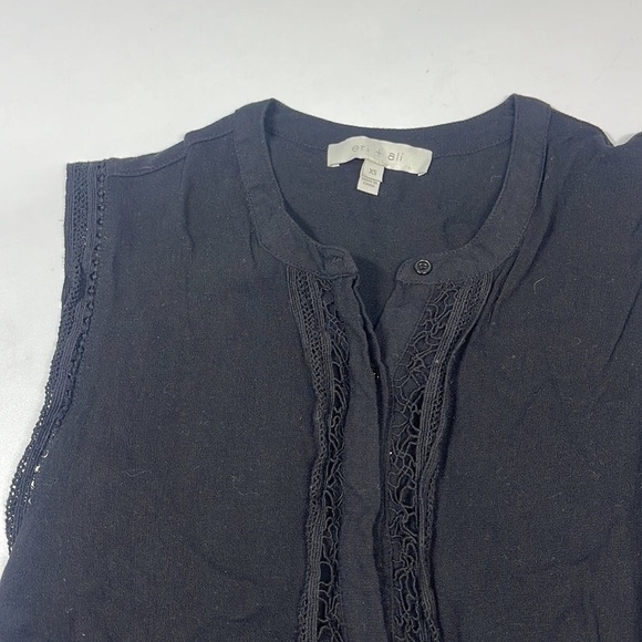 Anthropologie Eri + Ali Black Button Front Crochet Detail Sleeveless Top XS - Picture 5 of 10